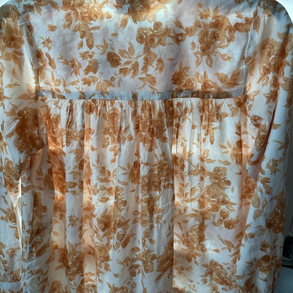 Millie Resort & Travel XXS button down cotton blouse, warm clay/orange floral - Picture 5 of 6
